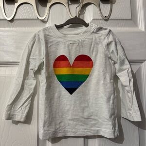 ❤️🧡💛💚💙💜 Primary White Long Sleeve Shirt with Rainbow Heart